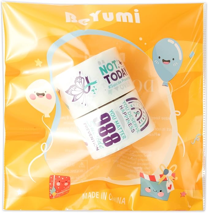 beyumi suicide awareness roll stickers - 1000pcs teal purple ribbon stickers in 2 rolls waterproof vinyl suicide prevention awareness decals campaigns laptop bottle notebook luggage decor kids teens