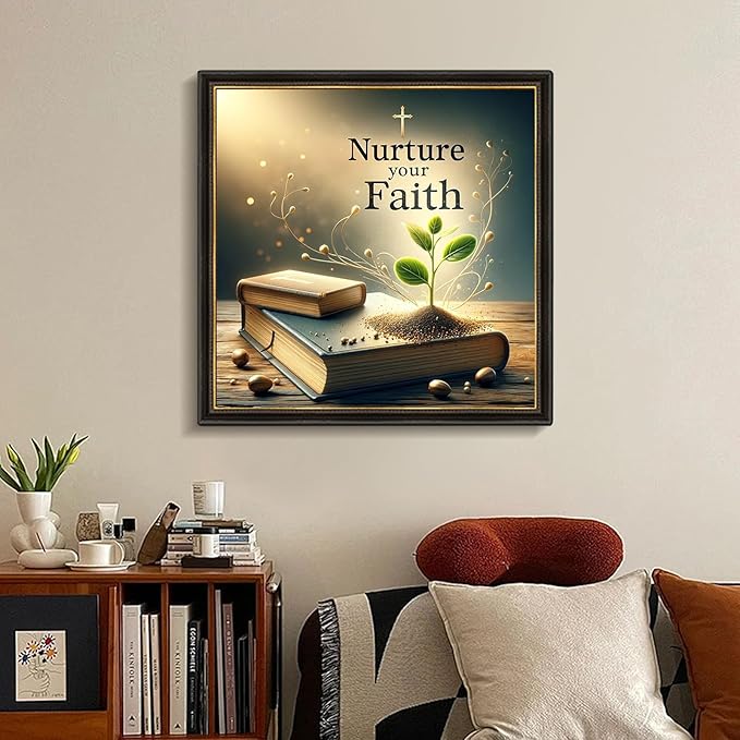 Faith Diamond Art Kits for Adults, Book Diamond Painting Kits for Adults Beginners, DIY 5D Diamond Painting with Round Gem Art Kits for Gift Home Wall Decor 14x14 Inch