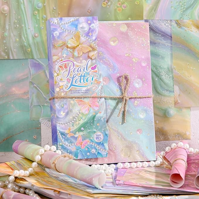 160 Sheets of Pearlescent Scrapbook Paper, journaling Scrapbook Supplies Craft Collage Paper Set, Junk Journal Bullet Journal Poster Room Decor for Card Making Decorative Gifts