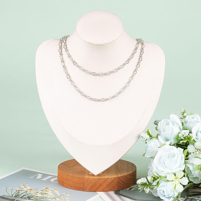 KYUNHOO 16.4 Feet Stainless Steel Chain Bulk Dainty Embossed Oval Cable Link Chain Roll Silver Jewelry Making Chains for Women Men DIY with Jump Rings Lobster Clasps