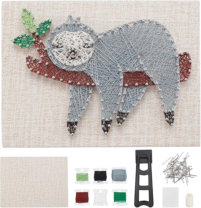WEBEEDY DIY String Art Kit for Adults Beginners, Cute Sloth Animal Nail String Craft Kit, Include All Necessary Accessories and Frame for Christmas Mother's Day Valentine's Day Home Wall Decor Gift