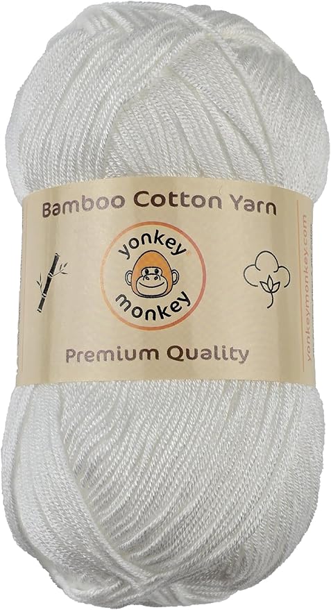 10-Pack of Yonkey Monkey 500 Grams Yarn - 70% Rayon derived from Bamboo, 30% Cotton - Imported - White 9013