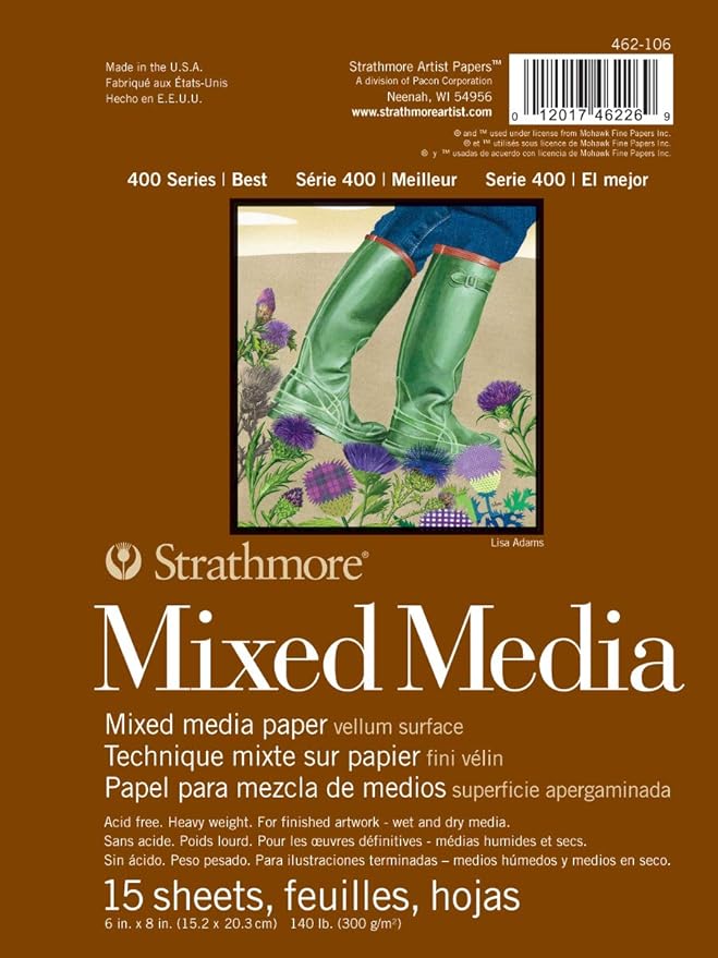 Strathmore (462-106 400 Series Mixed Media Pad, 6"x8", 15 Sheets , White