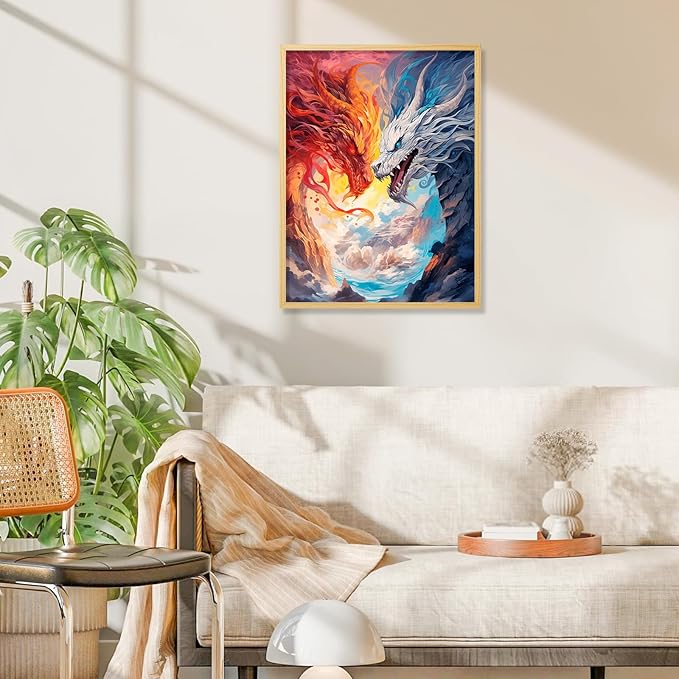 Camocin Diamond Art Kits for Adults Dragon, 5D Dragon Diamond Painting Kits for Adults Beginners, DIY Animals Full Round Dots Drill Gem Art Kit for Gift Home Wall Decor 12 x 16 Inch