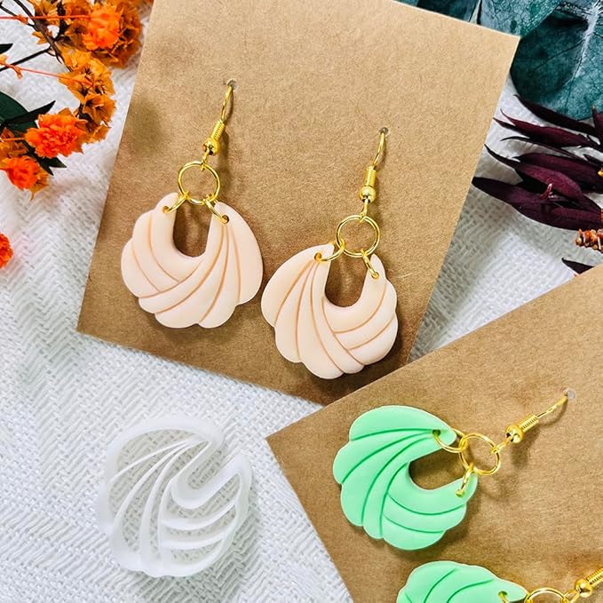 Xaekicr Polymer Clay Cutters – 2PCS Shell Swirl & Abstract Arch Clay Cutters for Polymer Clay Jewelry, Clay Tools and Earring Cutters for DIY Crafts and Earring Kit