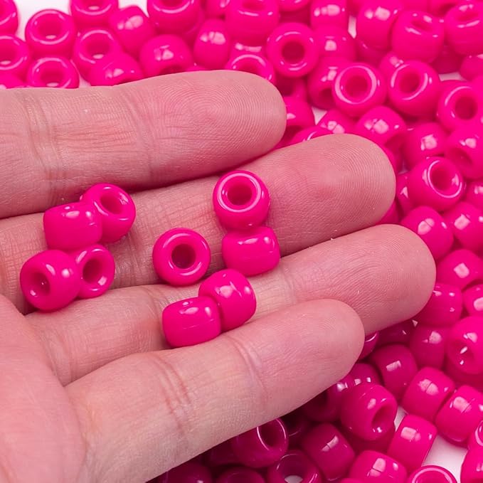 Gxueshan 1000 Pcs Acrylic Rose Red Pony Beads 6x9mm Bulk for Bracelet Necklace Jewelry Making Earring Hair Braiding