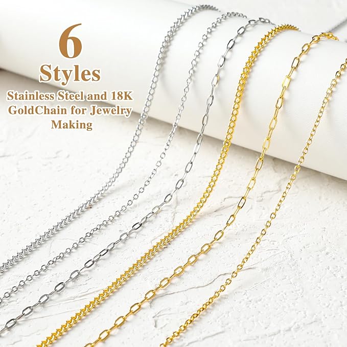 LuneClat Gold Sliver Chain Charm Bracelet Making Kit - Including 6 Chains with 142Pcs Pendants, Bulk Set with 400Pcs Jump Rings 50Pcs Lobster Clasps Pliers for DIY Crafts Lovers