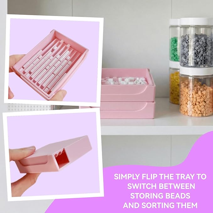 5mm Fuse Bead Single Needle Tweezer & Aligner Tray Kit, Efficient Iron Bead Sorting Tools with Effortless Beads Recovery, Birthday Easter Gifts for Women