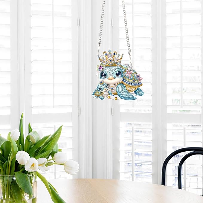 Tontut Diamond Art Painting Kits Hanging Decoration, 5D Turtle Diamond Art Painting, DIY Special Shape Diamond Craft Wall Garden Decoration, Gifts