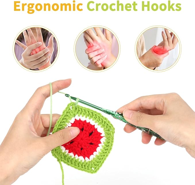 Coopay Large Crochet Hooks, 5 PCS Crochet Hook Set with Case (6.5mm, 7mm, 8mm, 9mm, 10mm), Floral Resin Grips - Beautiful & Ergonomic, Great for Crocheting Blankets, Dolls, Shawls, Hats, Scarves