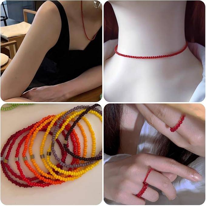 Bulk 4mm Red Seed Beads for Jewelry Making 110 Grams About 1600pcs,6/0 Glass Craft for Making Earrings, Bracelets, Pendants, Waist Jewelry, DIY Handmade Seed Beads(Red-AB Mix)