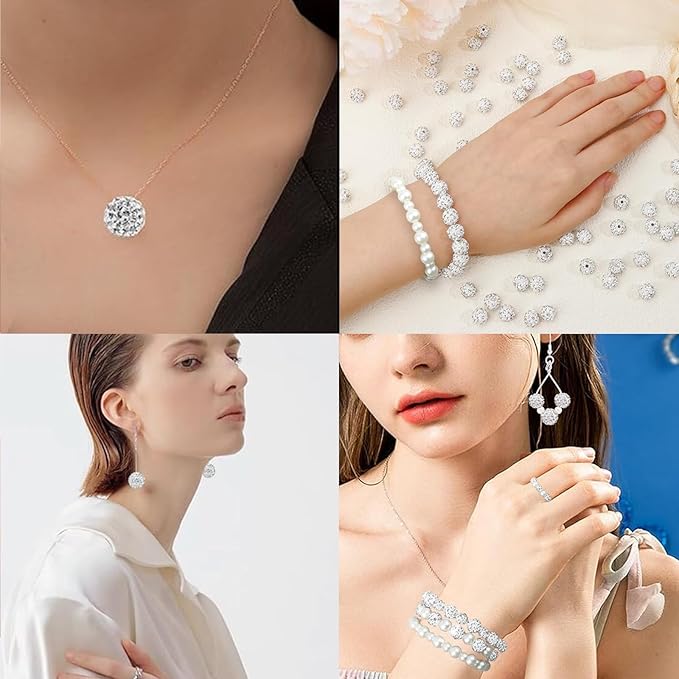 702 Pcs Pearl Beads for Bracelet Making Kit Rhinestone Baseball Beads for Jewelry Making Off-White Pearl Bracelet Bead Charms Necklace Earrings DIY Craft for Women Adult Pearls Bead for Crafting