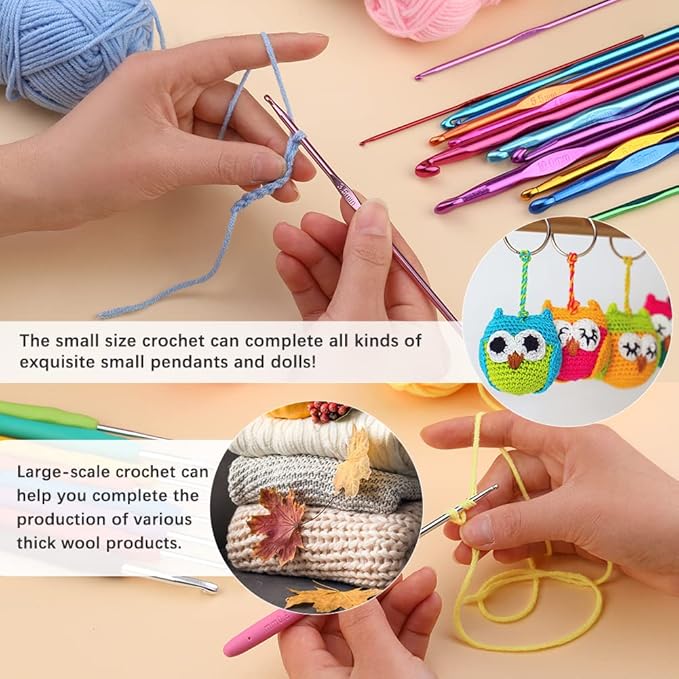Pnytty Crochet Kit for Beginners Adults, 107pcs Starters Knitting Kit Include Crochet Yarn, Ergonomic Crochet Hooks, Knitting Tool Supplies for Travel Craft DIY