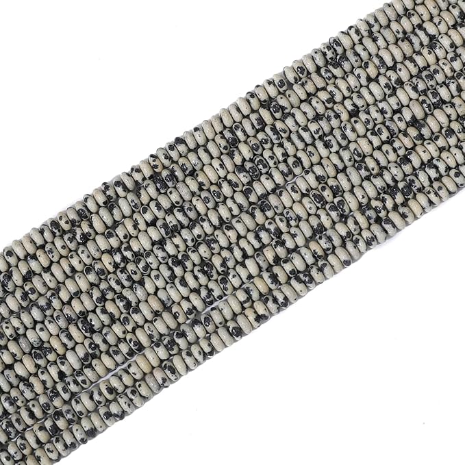 beadia natural dalmatian disk stone beads 4x2mm 160pcs rondelle loose semi gemstone beads for jewelry making design
