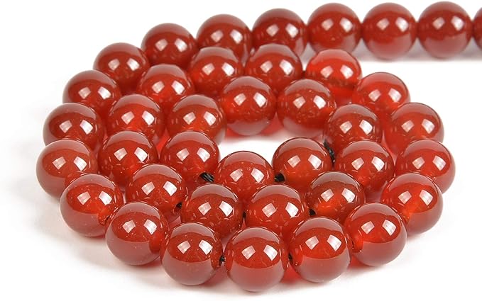 36pcs 10mm Natural Carnelian Gemstone Round Spacer Loose Stone Beads for Jewelry Making 15.5" 1 Strand (Carnelian, 10mm 36Beads)