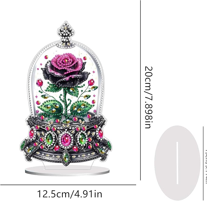 hyzsj DIY Diamond Desktop Ornament Flower Crystal Diamond Art Painting Tabletop Ornaments Single Sided Diamond Ornament for Adult Beginner Home Office Decor Crafts Gift 