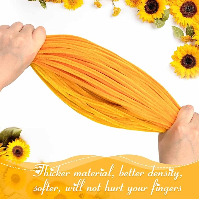 Peryiter 371 Pipe Cleaners Flowers Set, Mixed Colors Chenille Stems Bulk with Floral Wires, Gardening Tape, Stamen for DIY Flower Making Kit, Gift Idea for Mother's Day(Orange)