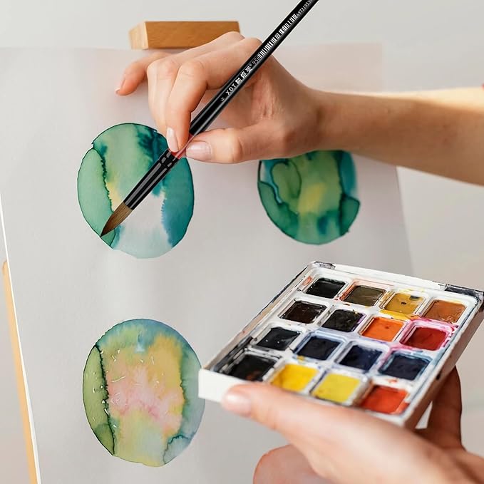XDT#950 Watercolor Paint Brush Set - 5 Pcs Professional Soft Natural Hair Paintbrushes for Artists & Adults - Round Tip Artist Brushes for Watercolor, Acrylic, Ink & Gouache Painting(Black)