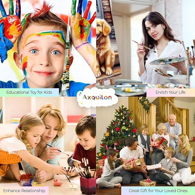 Axquilon Paint by Numbers Kit for Adults Beginner-Girl and Dog Adult Paint by Number Kits on Canvas, Easy Adults' Paint-by-Number Kits Oil Painting Craft Supplies for Gift Home Wall Decor 16x16in