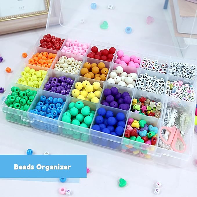 megoogo 1000pcs pony beads bulk, christmas beads for bracelets xmas pony beads friendship bracelet beads hair beads for braids beads for jewelry making party decoration supplies