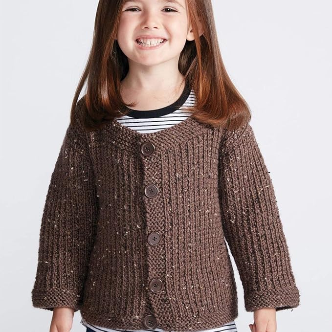 Caron Simply Soft Tweeds Yarn (4) Medium Gauge 100% Acrylic - 5oz - Taupe- Machine Wash & Dry