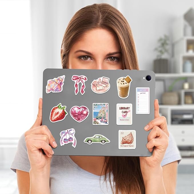 100pcs vintage pink girls stickers coquette pink aesthetic stickers for water bottles,laptop scrapbook waterproof computer phone guitar aesthetic decals