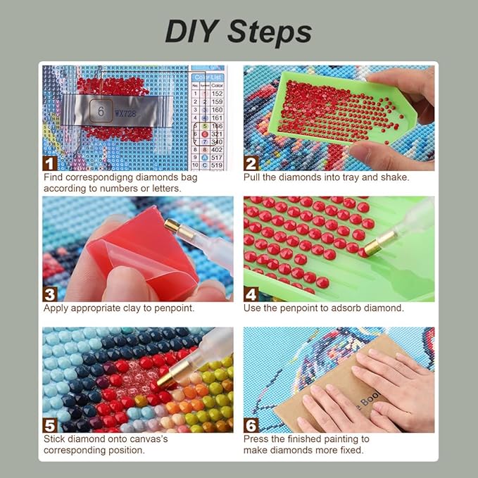 hill froeistung Beauty Diamond Art Painting Kits for Adults, Beach Diamond Art for Beginners, 5D DIY Full Drill Round Gem Art Craft Home Wall Decor Gift 12x12 inch
