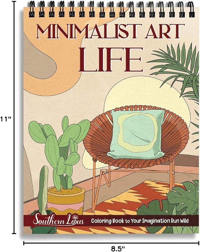 SOUTHERN LOTUS Minimalist Art Life Spiral Bound Adult Coloring Book, Explore Mindful with Abstract Patterns, Minimalism and Artistic Creativity