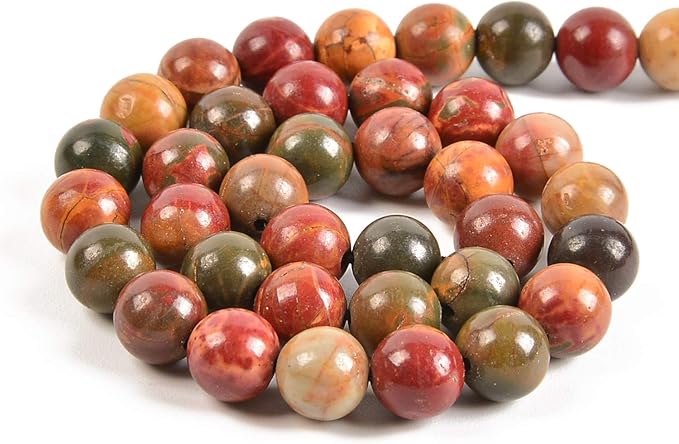 60pcs 6mm Natural Picasso Jasper Gemstone Round Spacer Loose Stone Beads for Jewelry Making 15.5" 1 Strand (Picasso Jasper, 6mm 60Beads)