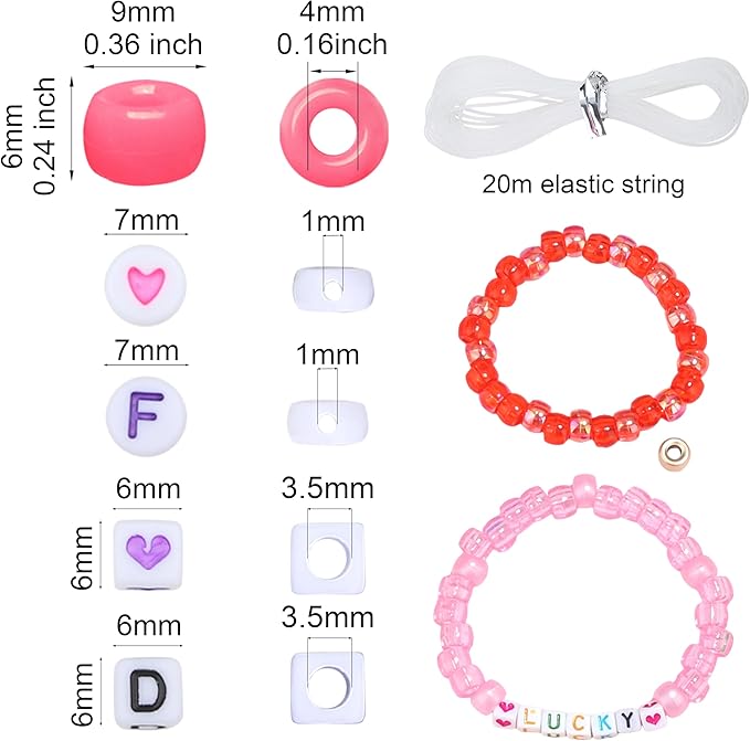Pink Pony Beads 18 Colors Pony Beads for Bracelet Making Friendship Bracelet Making Kit DIY Craft Kandi Kit 720Pcs
