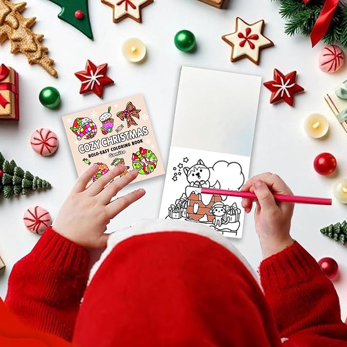 Mini Christmas Coloring Book for Adults, 2-Pack Travel Small Coloring Books, Pocket Size Adults Relaxation Coloring Books Stress Relief Books