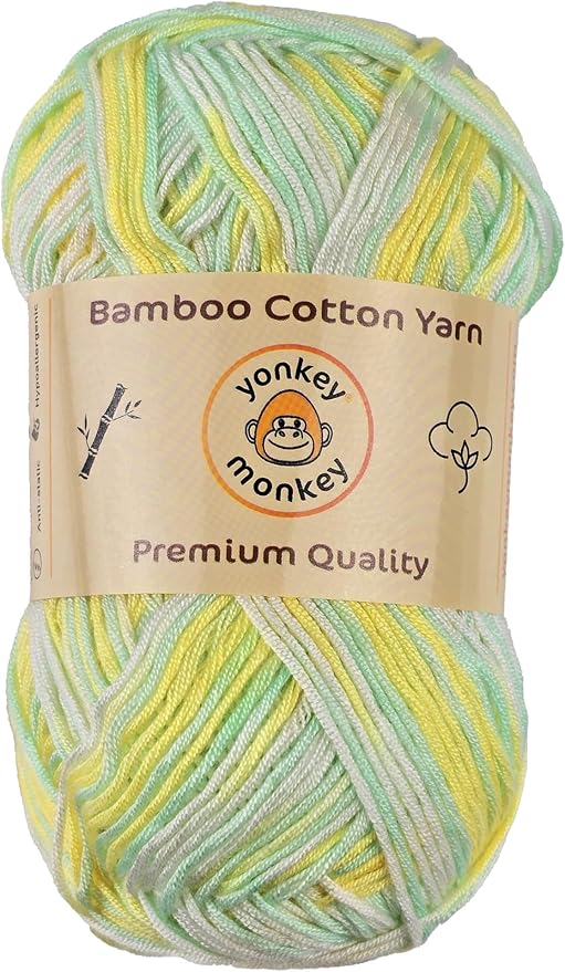 10-Pack of Yonkey Monkey 500 Grams Yarn - 70% Rayon derived from Bamboo, 30% Cotton - Imported - Green Yellow 9049