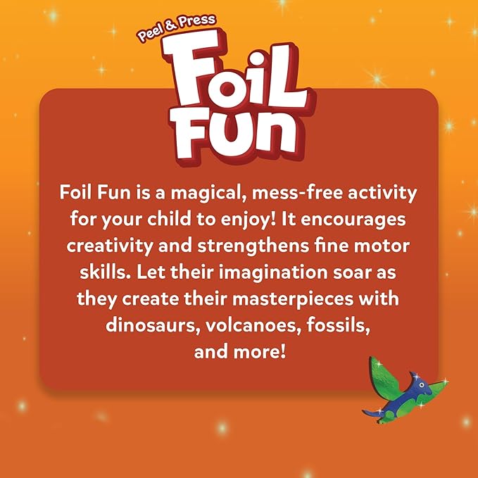 skillmatics foil fun - dinosaurs, no mess art for kids, craft kits & supplies, diy creative activity, travel toys, gifts for boys & girls ages 4, 5, 6, 7, 8, 9