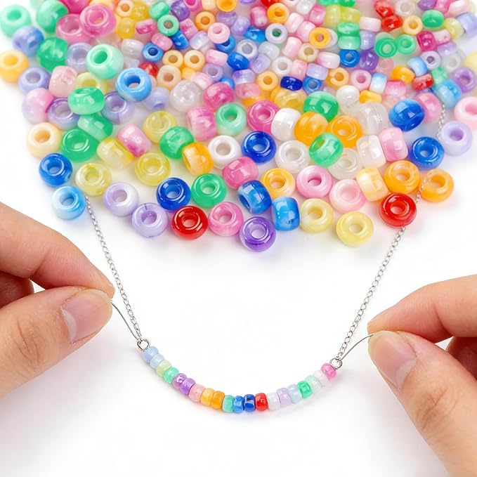 1000pcs Pony Beads, 15 Color Kandi Beads for Bracelets Making Kit, Hair Braids Crafts Jewelry Making Crafts Friendship Necklace Earrings DIY (Two Tone Color Mixing)