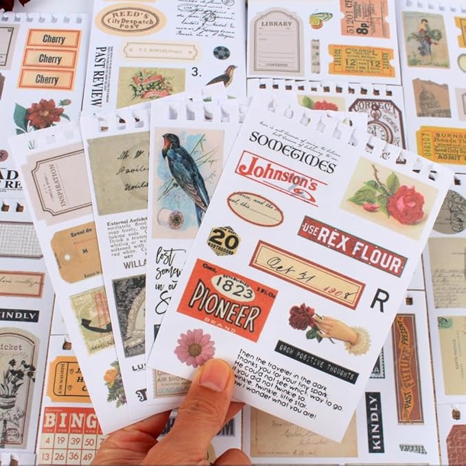 532PCS Vintage Stickers for Scrapbooking, 50 Sheets Precut Washi Stickers Book for Journaling, Scrap Book Ephemera for Junk Journal Supplies, Scrapbooking, Bujo, Collage, Crafts Arts