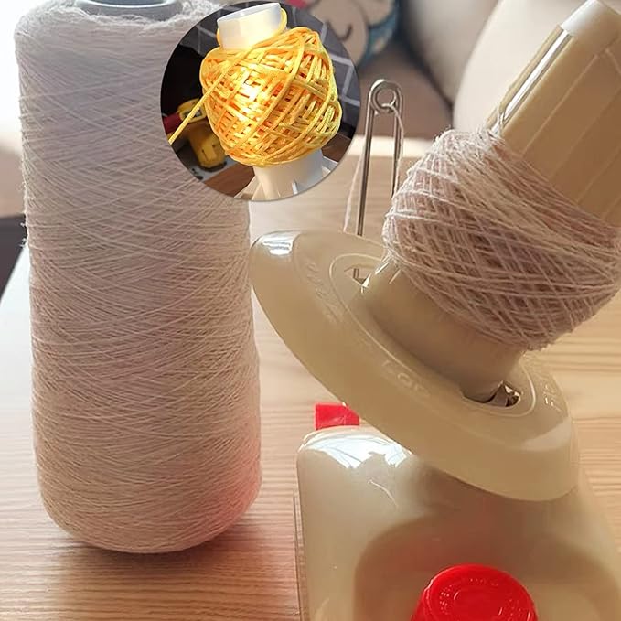 LAMXD Needlecraft Yarn Ball Winder Hand Operated,Red,Portable Package,Easy to Set Up and Use,Sturdy with Metal Handle and Tabletop Clamp,Including Yarn Needles Set…