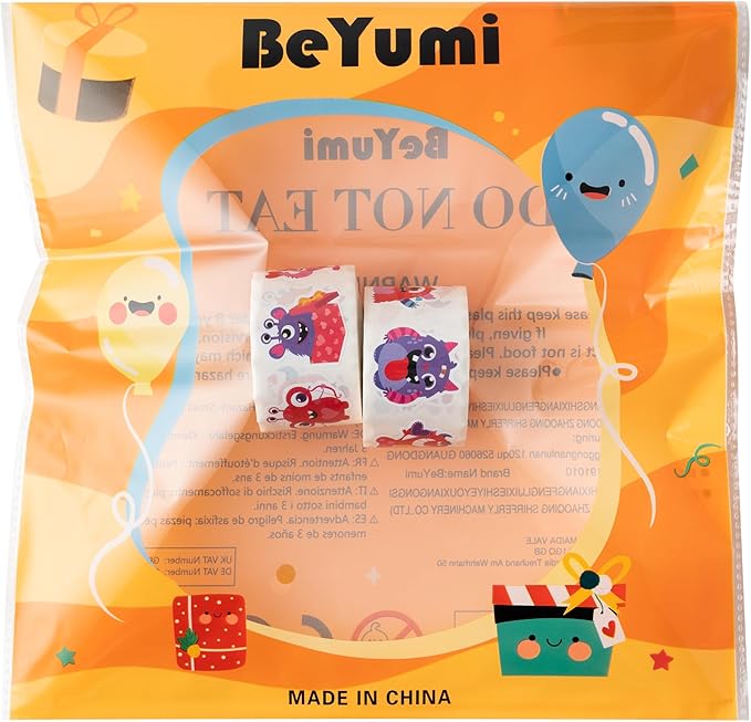 beyumi valentine red monster sticker - 1000pcs valentine's day cute monster stickers in 2 rolls adhesive decorative sticker valentine waterproof decal greeting card envelope party gift decor