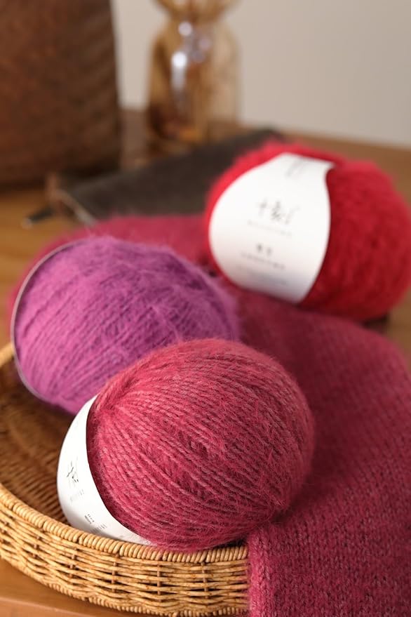 Snowbaby Wool Acrylic Blend Long Pile Yarn,(Worsted) Warm and Luxurious Fuzzy Yarn for Knitting and Crocheting DIY Hats Scarves Sweaters, 2 * 3.52oz/100g 207yds(23-Bright Red)