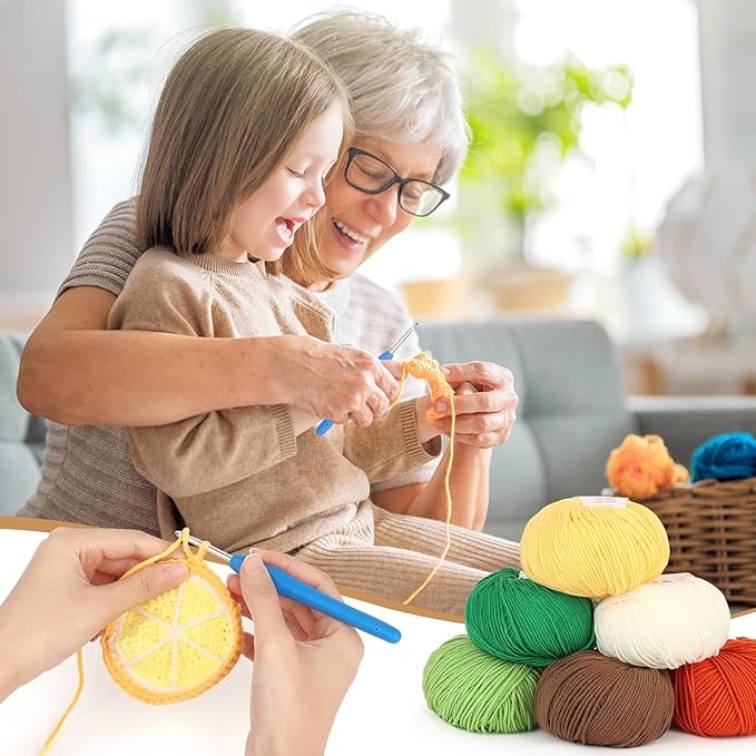 katech cotton yarn for crocheting-55% cotton 45% acrylic-4 medium (worsted)-super soft milk cotton yarn-great crochet and knitting starter kit for colorful craft(yellow)