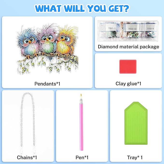 Bowetile Birds Diamond Art Hanging Kits for Adults, 5D Special Shape Diamond Painting Window Pendant Kits, Animal Gem Art Suncatchers Painting Ornament for Home Garden Wall Decor