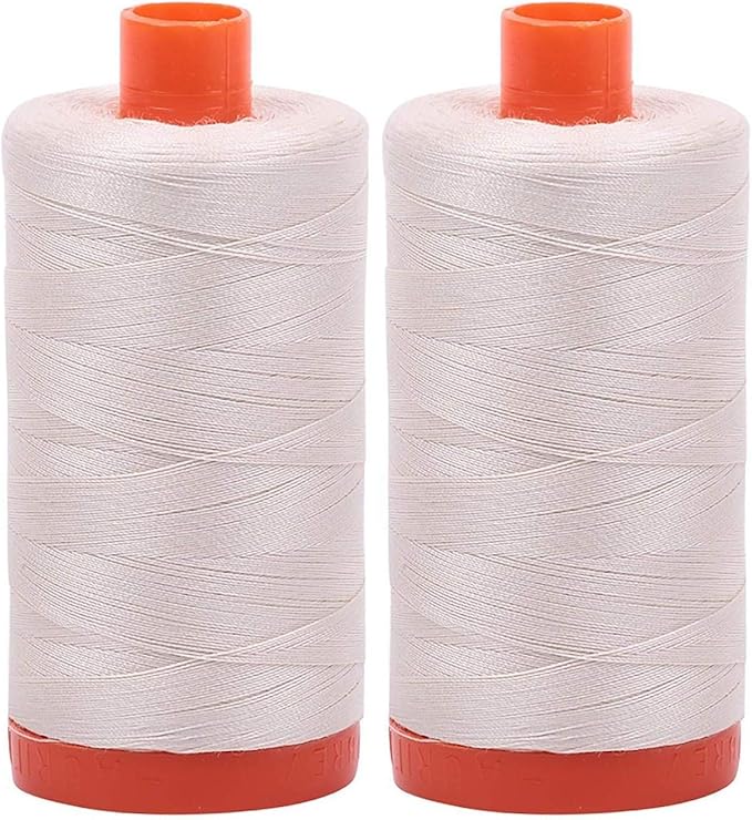 2-Pack - Aurifil 50WT - Silver White (2309) Solid - Mako Cotton Thread - 1422 Yards Each