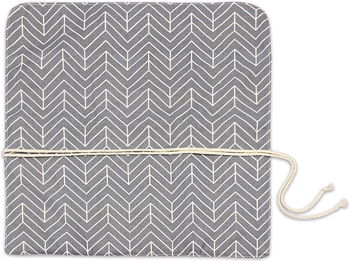 Teamoy Knitting Needles Holder Case(up to 14 Inches), Rolling Organizer for Straight and Circular Knitting Needles, Crochet Hooks and Accessories, Gray - NO Accessories Included