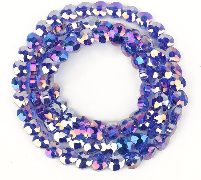 70pcs 8mm AB Dark Purple Faceted Heart Beads for Jewelry Making Crystal Glass Beads for Bracelets Necklace Crafts, Friendship Bracelet Kit, Love Gifts