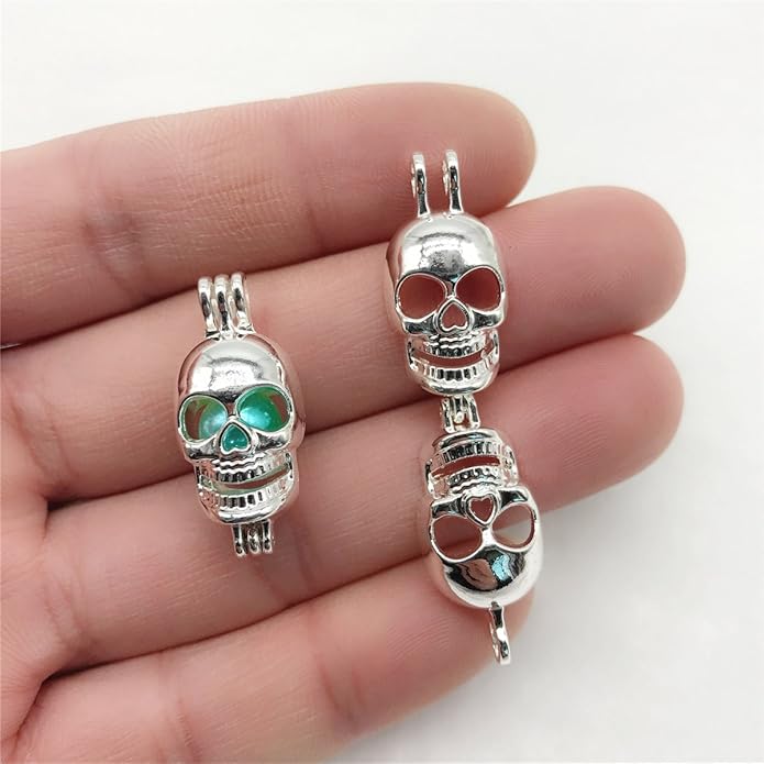 10pcs Silver Pearl Cage Locket Pendants, Essential Oil Diffuser DIY Necklace Bracelet Jewelry Making Craft, Bulk Beads Aromatherapy Diffuser Charms Gifts for Women Girls
