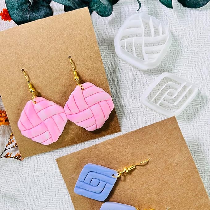 Xaekicr 2PCS Geometric Line Polymer Clay Cutters – Modern Clay Cutters for Earrings, Tools and Molds for Polymer Clay Jewelry DIY