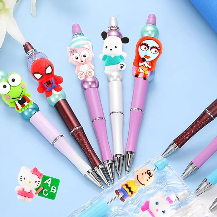 20Pcs 3D Silicone Focal Beads for Pens, Cartoon Cute Character Focal Beads for Keychains Making DIY Bracele Jewelry Making, Only Applicable to Adults