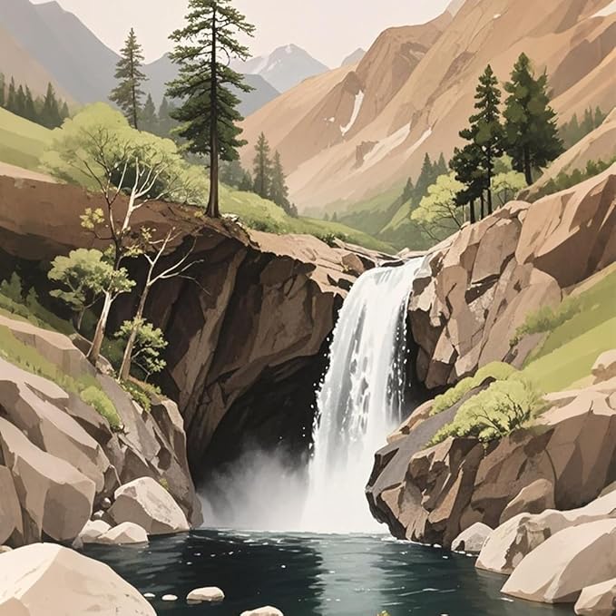 RGBMIX Nature Scenes Watercolor Paper Pad Cotton 140lb/300gsm 12 Sheets Watercolor Coloring Book 9x12'' Pre-Printed Line Art of Aurora, Waterfall, Forest, Glacier for Watercolor, Acrylic, Pencil