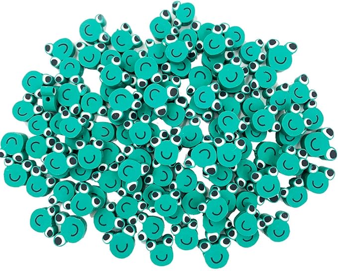 100Pcs Frog Polymer Clay Loose Spacer Beads, 10mm Cute Beads Charms for Women DIY Hair Clip Necklace Bracelet Jewelry Earring Handmade Craft Making