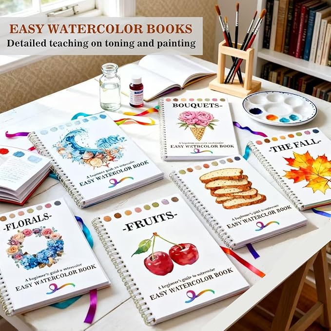 Workbooks Coloring Book Beginner Friendly Painting Kit Easy Nature Scenes Painting Set Art Crafts for Creative Exploration Gift for Adults (The Fall, Without Palette)