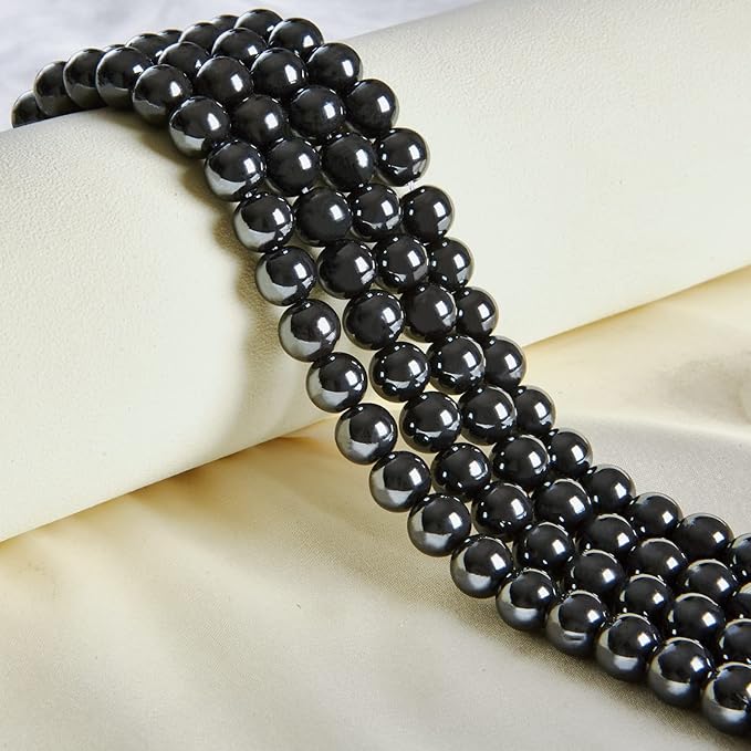 100pcs 6mm black hematite beads natural gemstone beads round loose beads for jewelry making